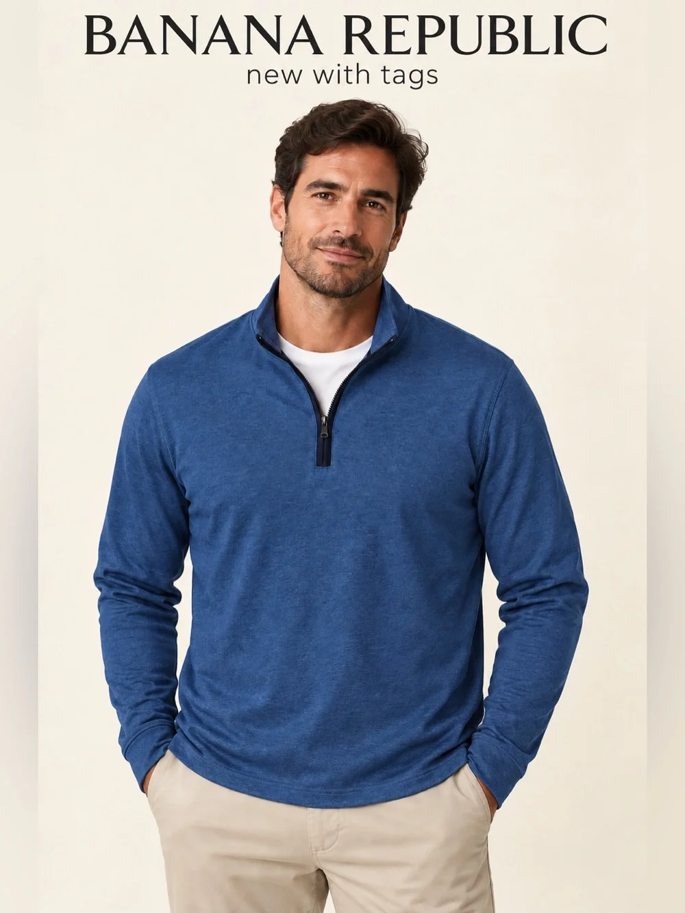NWT BR Banana Republic Luxury Touch Performance Half Zip Long Sleeve Pullover XL